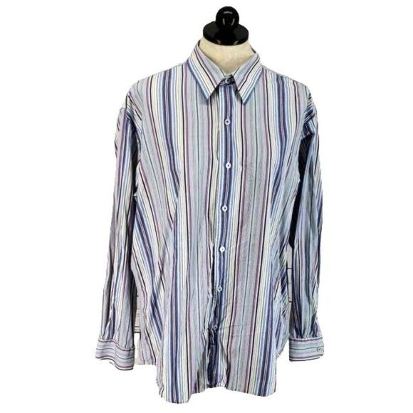Cezani Men's Multicolor‎ Striped Button Down Long Sleeve Shirt Size Large - Picture 1 of 8